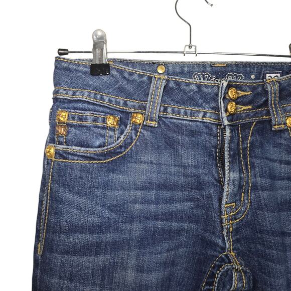 Y2k Miss Me Boot Cut Gold Rhinestone Angel Wing Jeans SZ 29 JP5011 Bling McBling - Picture 4 of 11